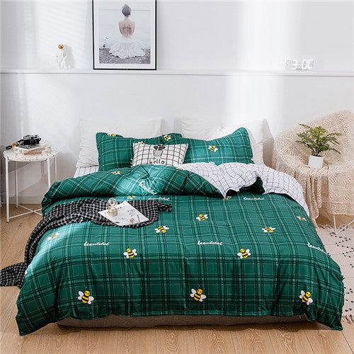 Classic bedding set 5 size grey blue flower bed linen 4pcs/set duvet cover set Pastoral bed sheet AB side duvet cover 2019 bed