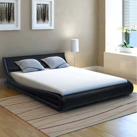 2019New Arrival Bed Frame 5FT King Size/150x200cm Artificial Leather Curl Black Simple Bed Base Fashion Bedsteads Double Bed