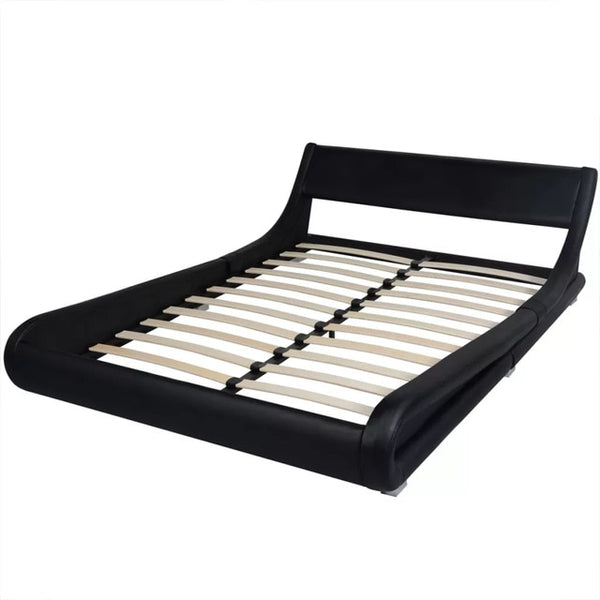 2019New Arrival Bed Frame 5FT King Size/150x200cm Artificial Leather Curl Black Simple Bed Base Fashion Bedsteads Double Bed