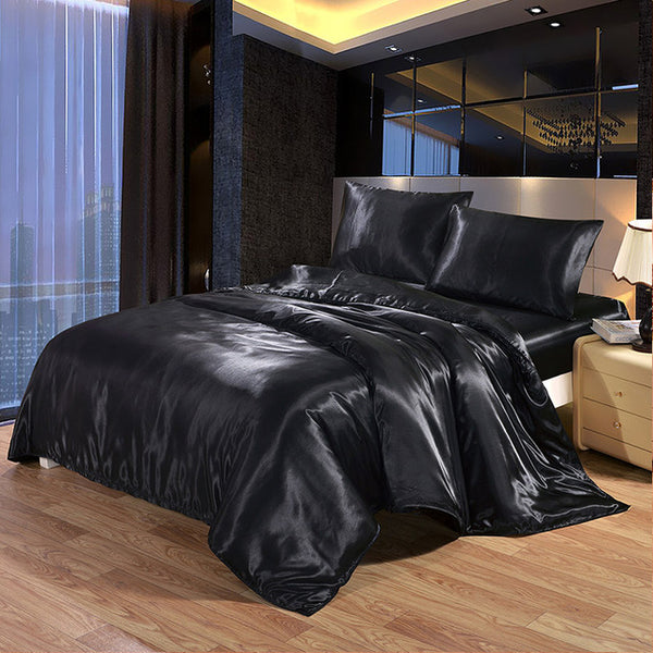 100% Satin Silk Bedding Set Luxury Queen King Size Bed Set Quilt Duvet Cover Linens And Pillowcase For Single Double Bedclothes