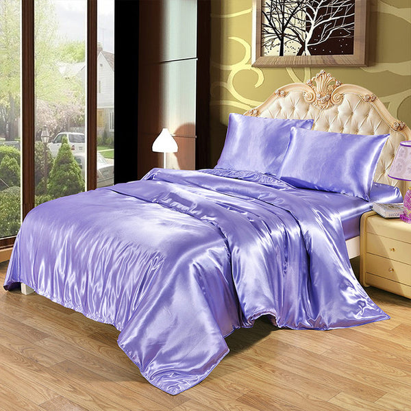 100% Satin Silk Bedding Set Luxury Queen King Size Bed Set Quilt Duvet Cover Linens And Pillowcase For Single Double Bedclothes
