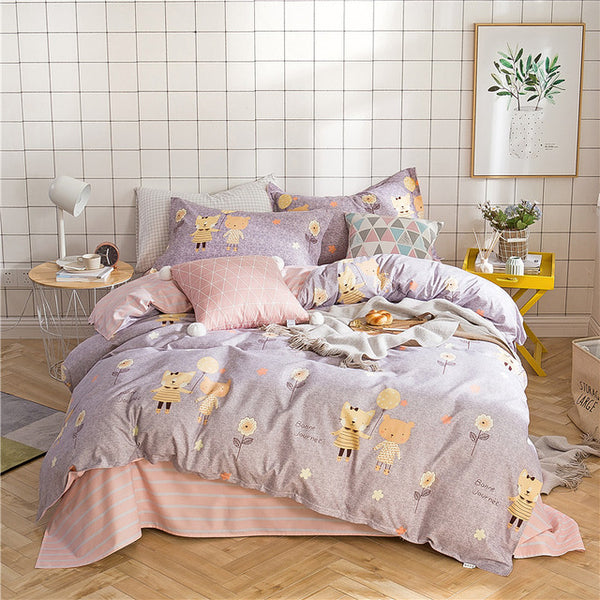BEST.WENSD Free shipping high grade foliage soft Home Bedroom Bedding Set Quilt cover+bedsheet +pillowcases Bedclothes bed set