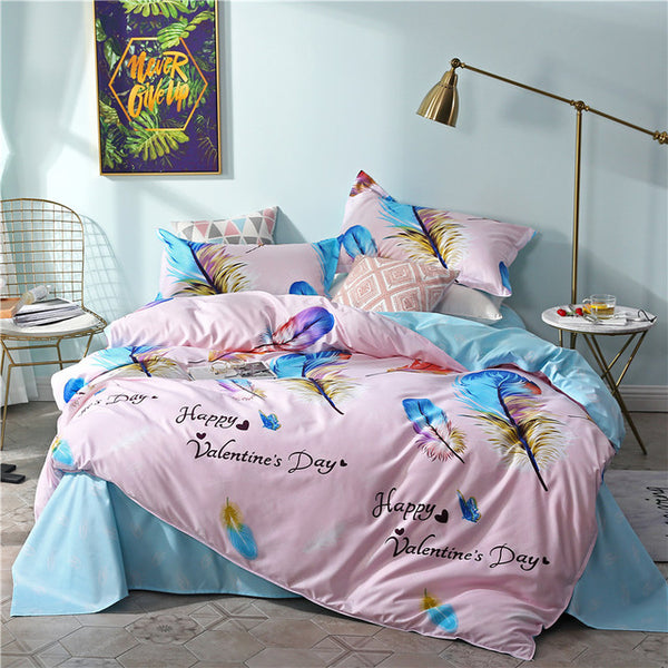 BEST.WENSD Free shipping high grade foliage soft Home Bedroom Bedding Set Quilt cover+bedsheet +pillowcases Bedclothes bed set