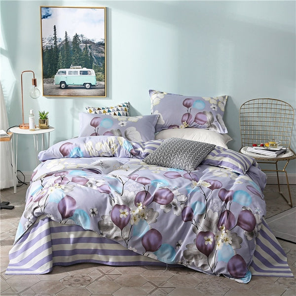 BEST.WENSD Free shipping high grade foliage soft Home Bedroom Bedding Set Quilt cover+bedsheet +pillowcases Bedclothes bed set