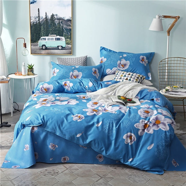 BEST.WENSD Free shipping high grade foliage soft Home Bedroom Bedding Set Quilt cover+bedsheet +pillowcases Bedclothes bed set