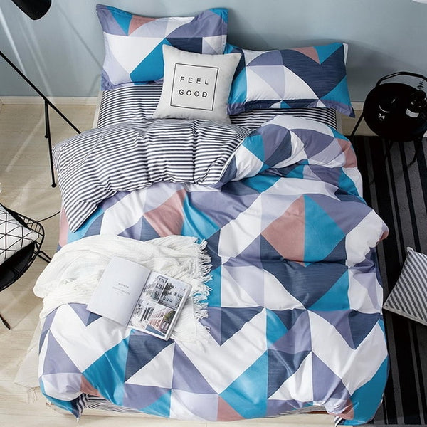 3/4 pcs Luxury Comforter Bedding Sets Geometric Pattern Bed Linen Cotton/Polyester Duvet Cover Bed Sheet Pillowcases Cover Set